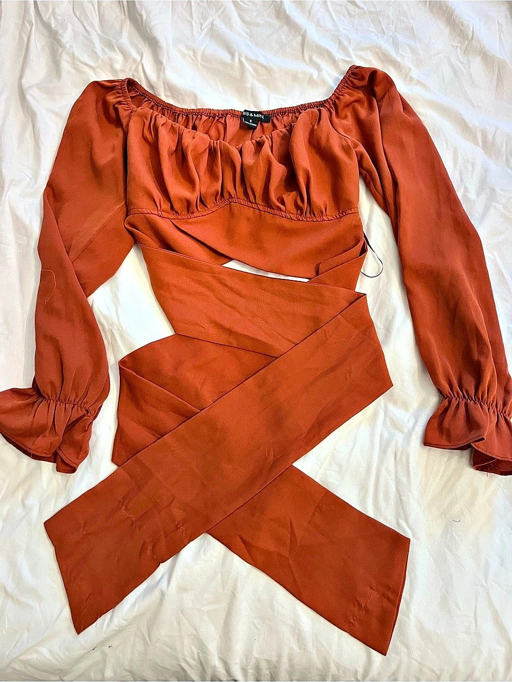 Orange Wrap Front Blouse